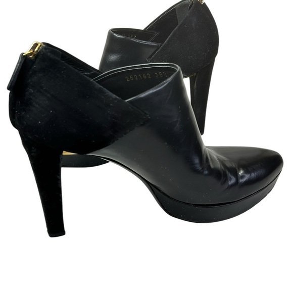 Gucci black leather and suede platform ankle shoe bootie size 8.5 38.5 Back Zip - Picture 2 of 11